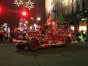 Firefighter Pete Duthie, Lt. Mike Wagner, along with family members, were part of Yakima's Annual Lighted Parade.